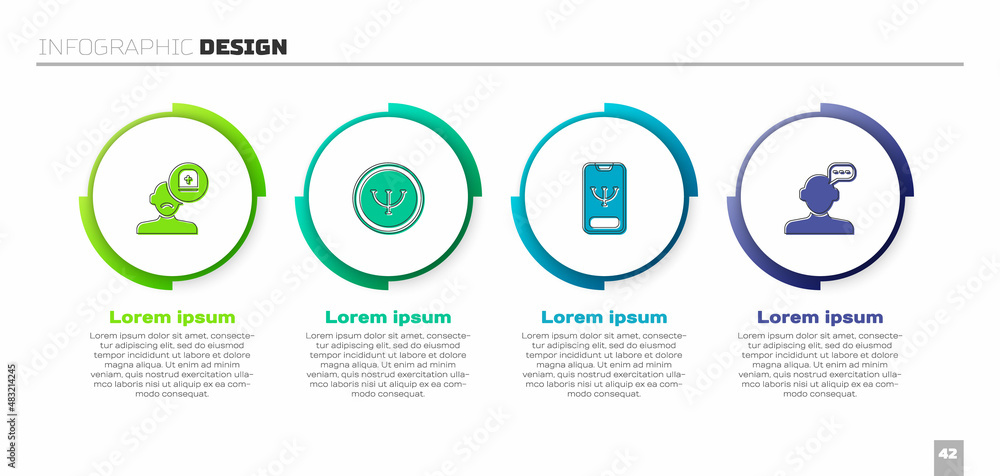 Set Male doctor, Psychology, Online psychological counseling and . Business infographic template. Ve