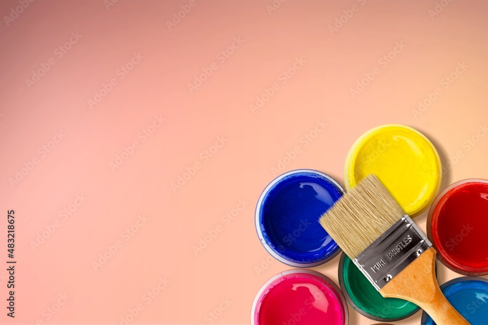 Interior paint, the safety of everyone in the home. Colored background