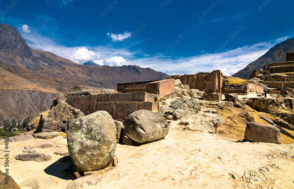 Inca archaeological site at Ollantaytambo in the Sacred Valley of Peru