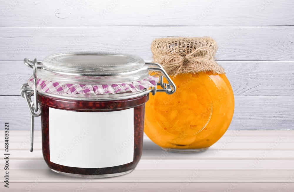 Tasty food preservation method, Glass jars on the desk