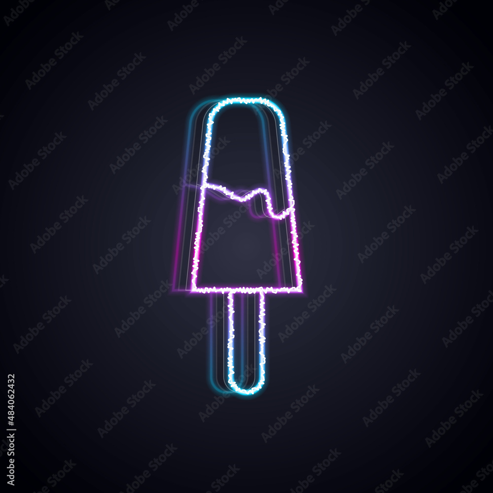 Glowing neon line Ice cream icon isolated on black background. Sweet symbol. Vector