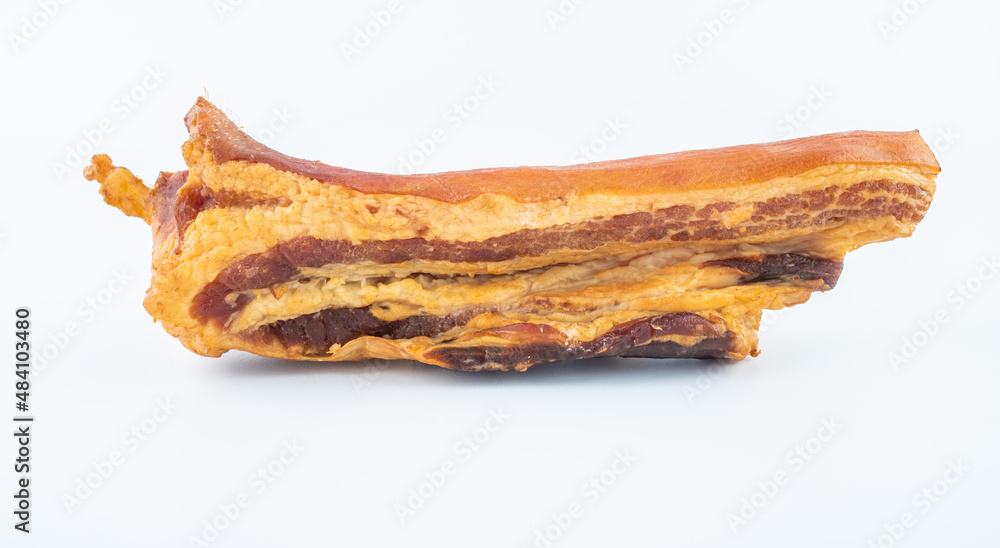 golden hunan bacon on white background