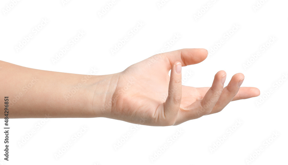 Childs arm on white background