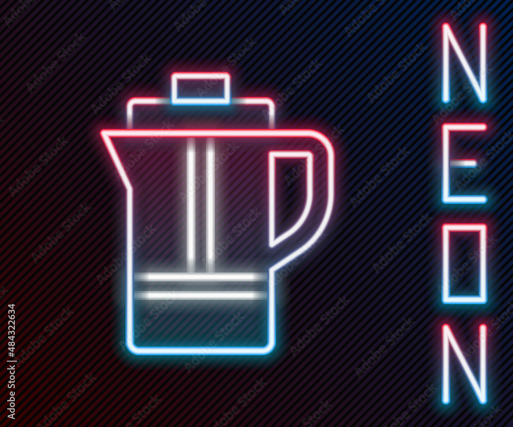 Glowing neon line Teapot icon isolated on black background. Colorful outline concept. Vector