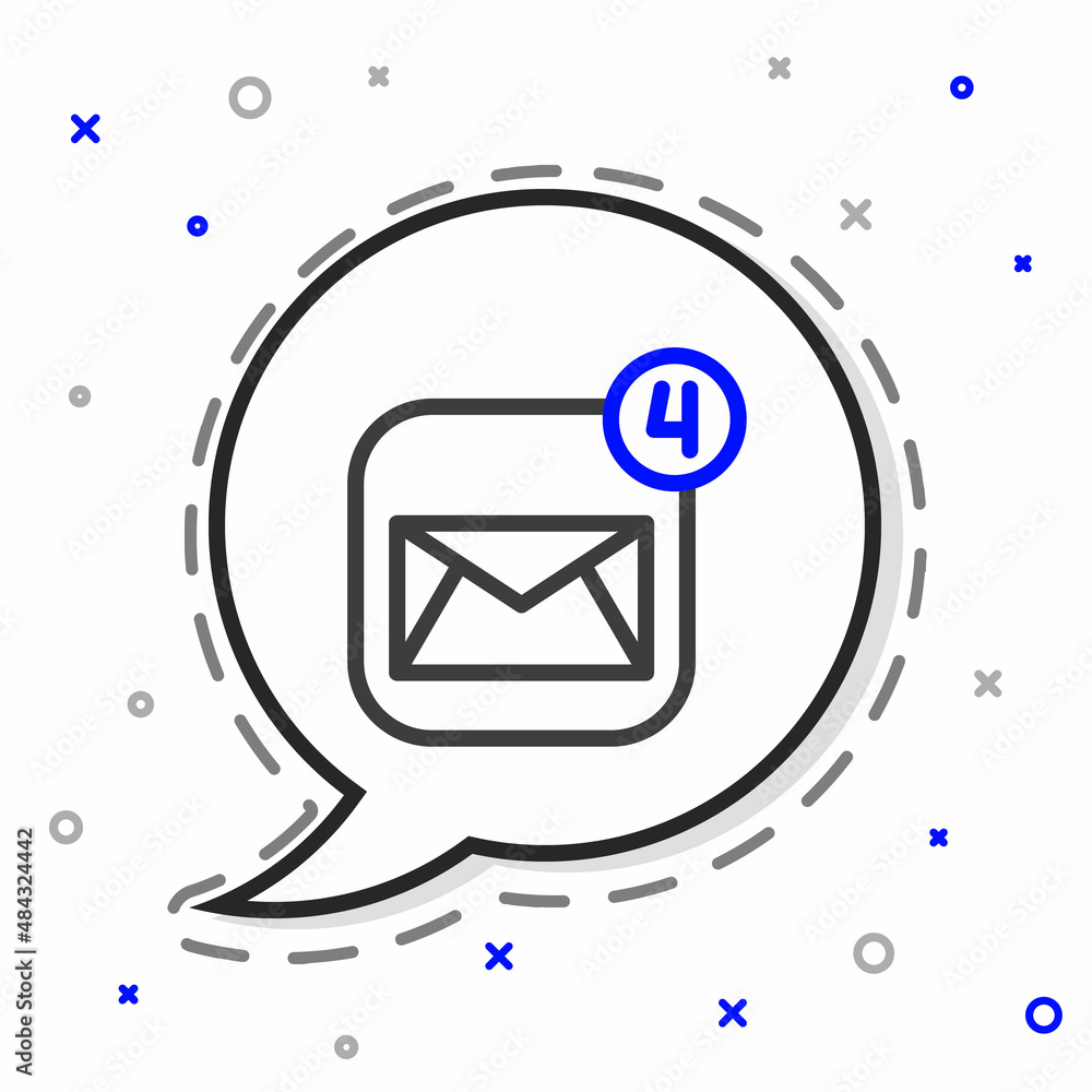 Line Envelope icon isolated on white background.Received message concept.New，email incoming messa（线路