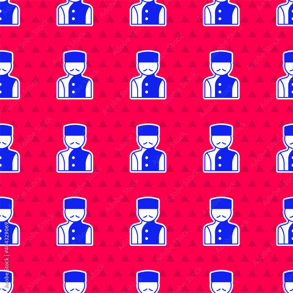 Blue Concierge icon isolated seamless pattern on red background. Vector