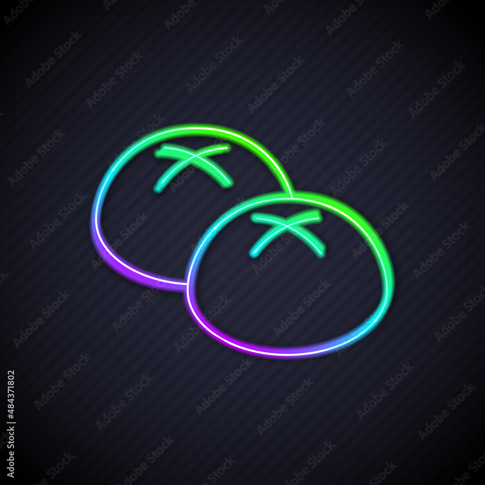 Glowing neon line Bread loaf icon isolated on black background. Vector