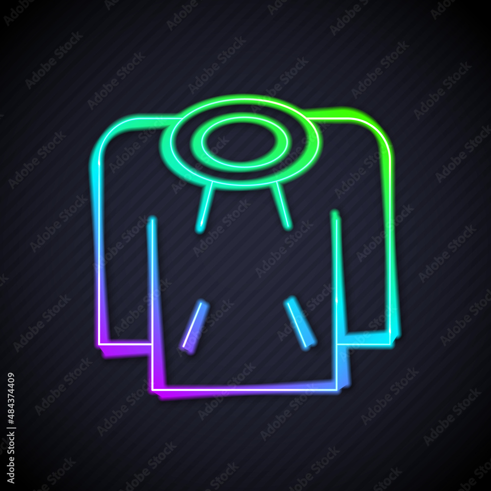 Glowing neon line Hoodie icon isolated on black background. Hooded sweatshirt. Vector