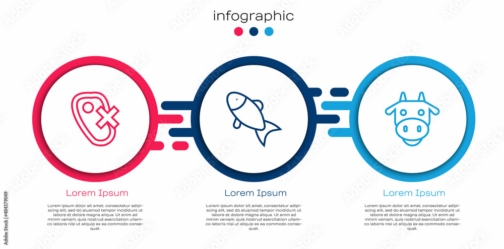 无肉、无鱼、无牛头。商业信息图模板。矢量