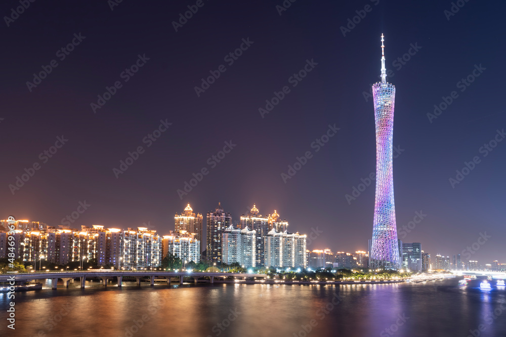 Guangzhou city architecture landscape skyline night view