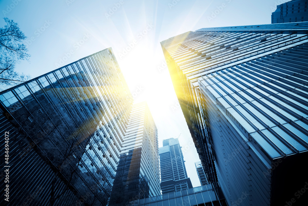 Financial District Office Building Facades and Glass Curtain Walls