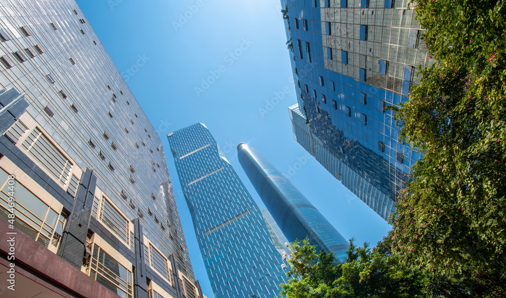 Financial District Office Building Facades and Glass Curtain Walls