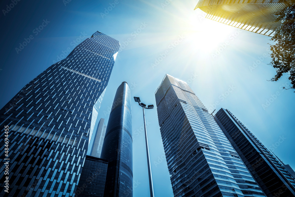 Financial District Office Building Facades and Glass Curtain Walls