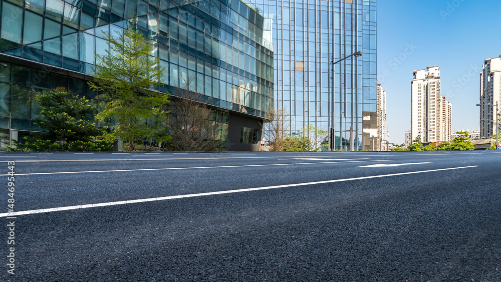 City roads and buildings in the citys financial district