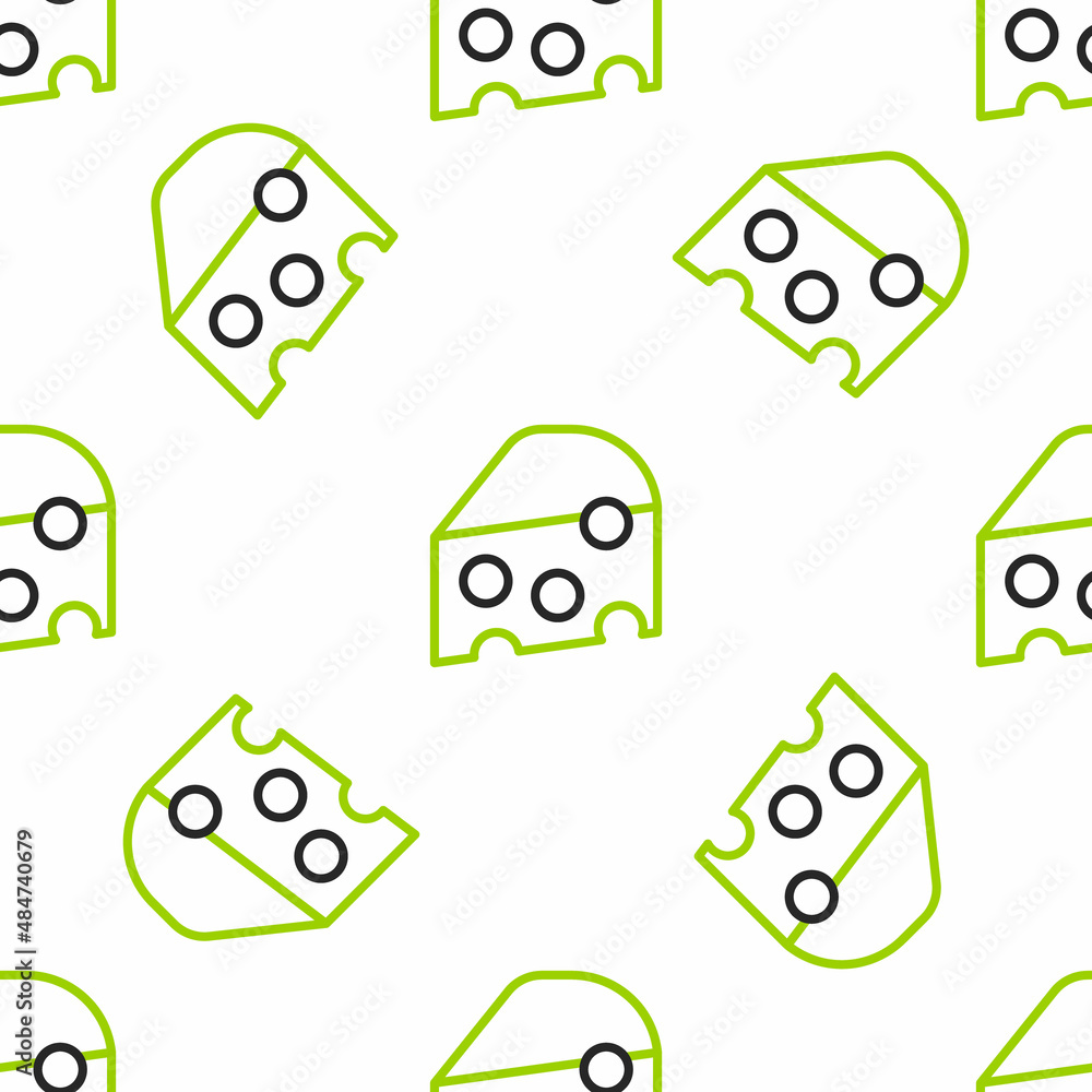 Line Cheese icon isolated seamless pattern on white background. Vector