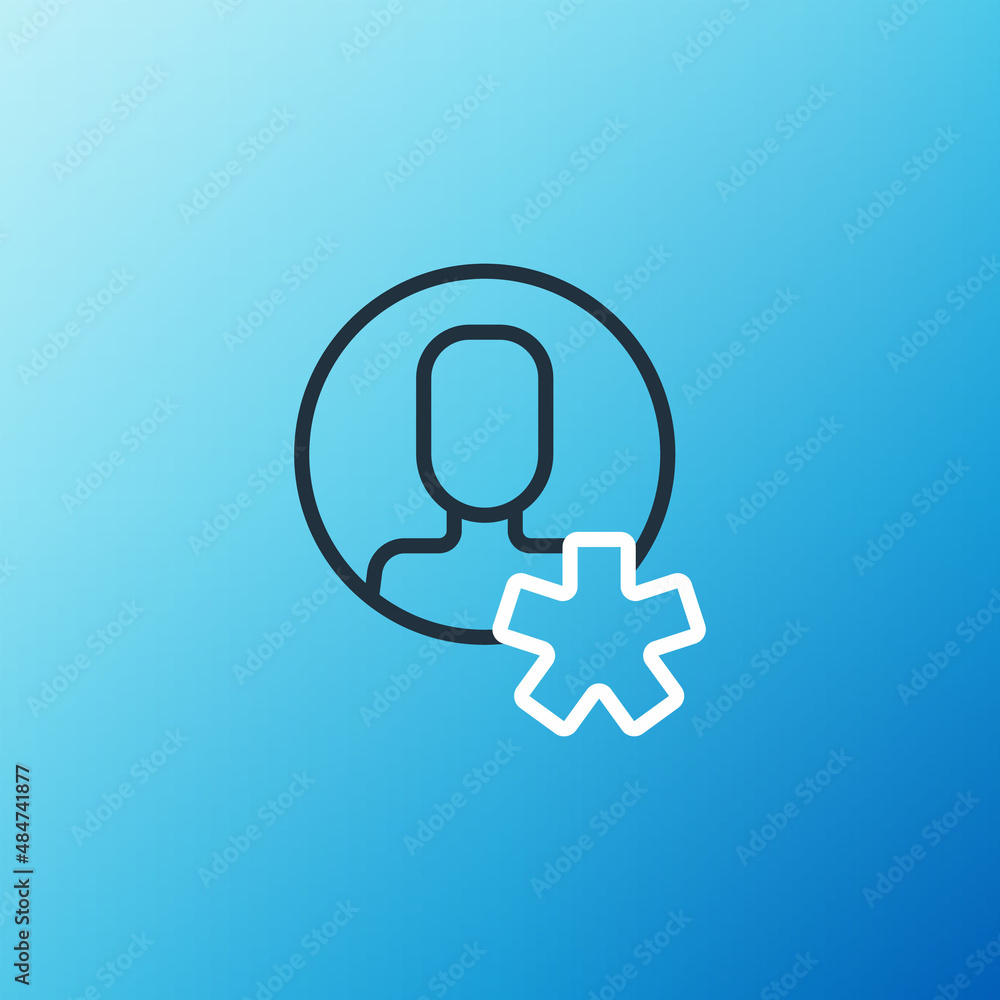 Line Elected employee icon isolated on blue background. Head hunting. Business target or Employment.