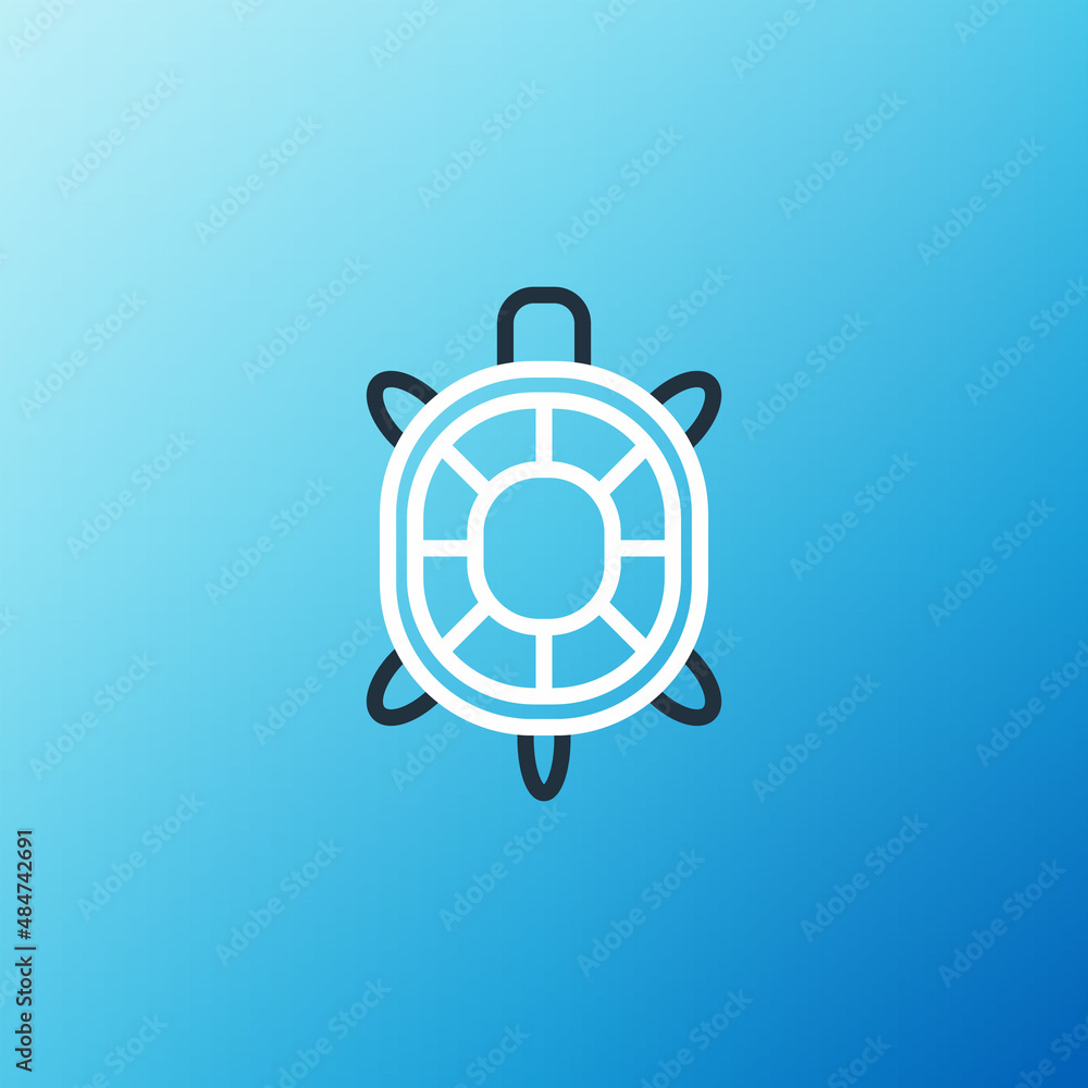 Line Turtle icon isolated on blue background. Colorful outline concept. Vector