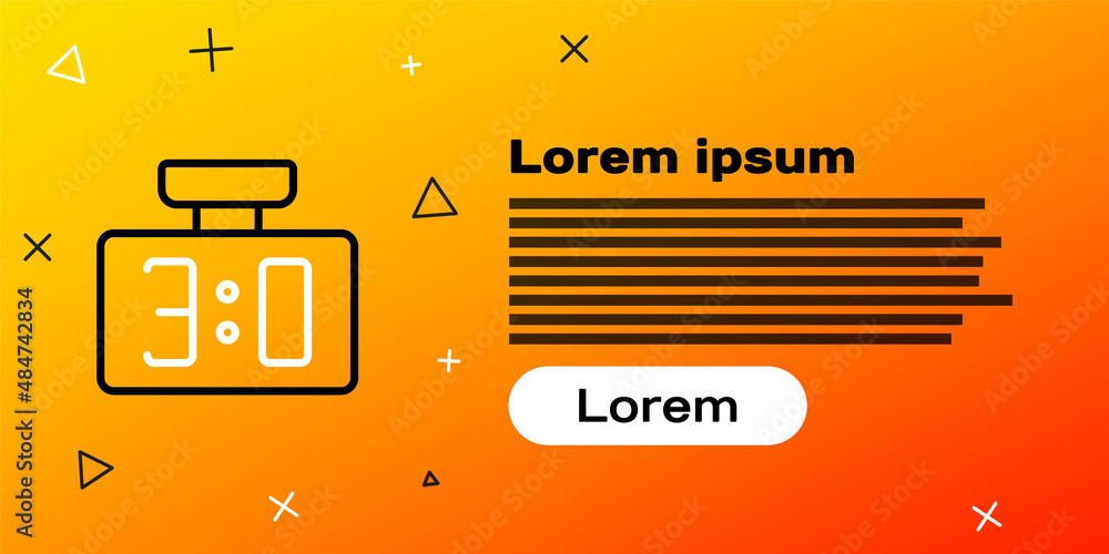 Line Sport机械记分板和结果显示图标隔离在黄色背景上。颜色鲜艳