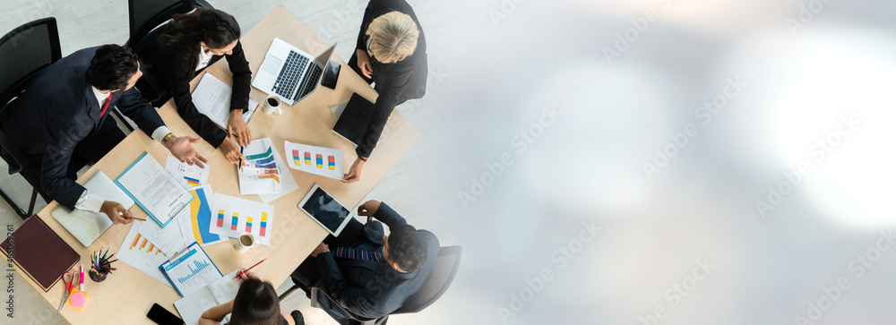 Business people group meeting shot from top widen view in office . Profession businesswomen, busines