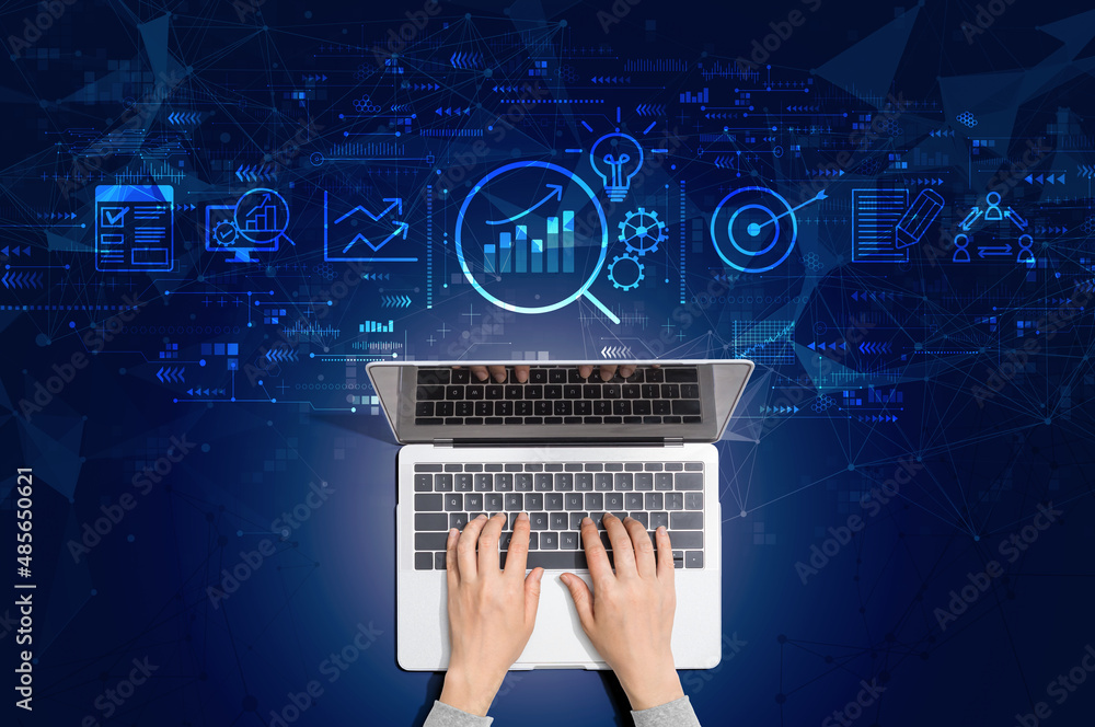 Data Analysis concept with person using a laptop computer