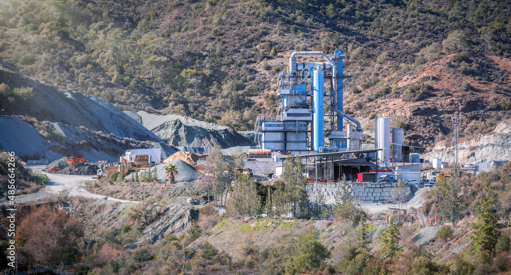 Asphalt concrete production plant in a stone quarry