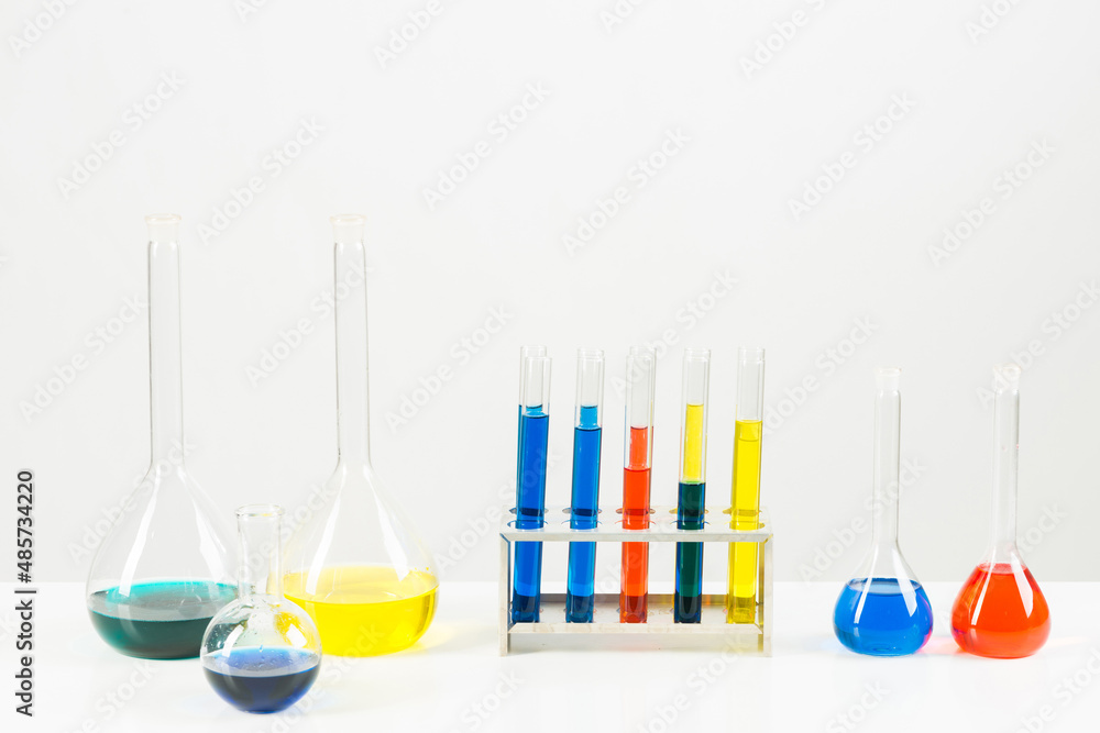 School chemical laboratory with glassware.