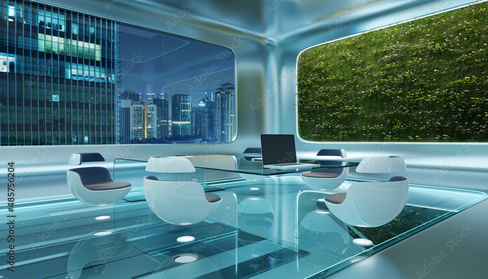 Modern sci-fi futuristic interior office design