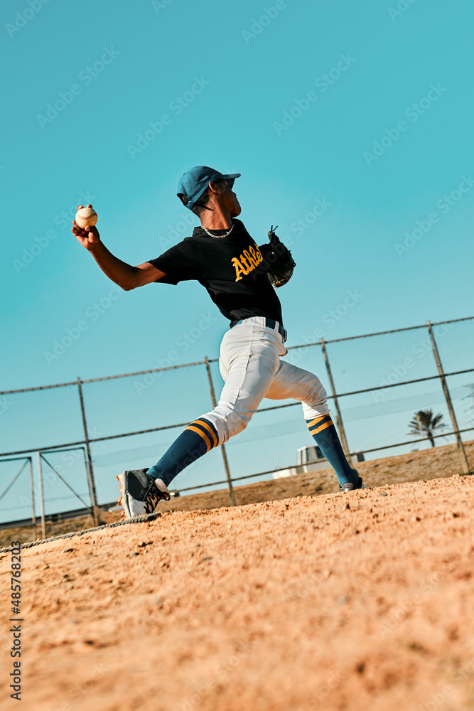 Pitchers are often the best all-around athletes on the team. Shot of a young baseball player pitchin