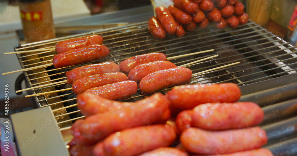 Close up of grilled sausage