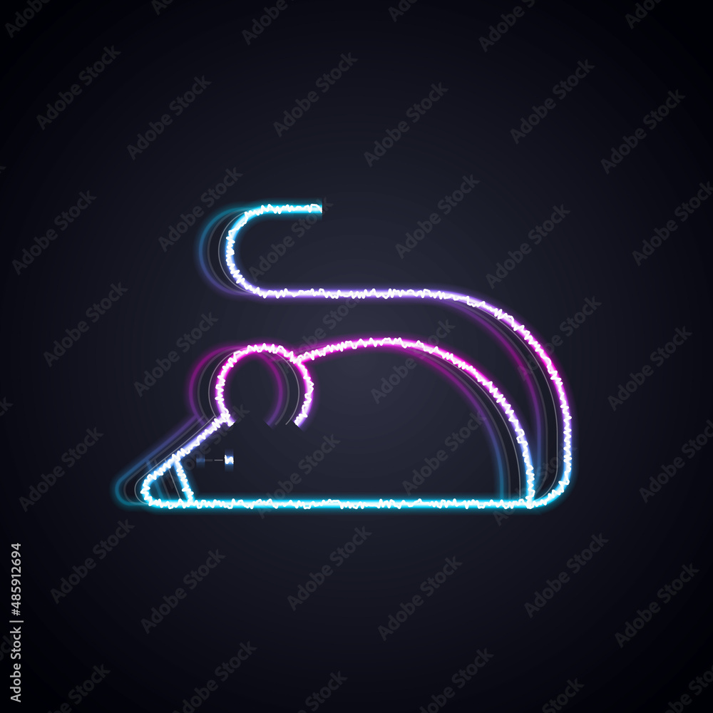 Glowing neon line Experimental mouse icon isolated on black background. Vector