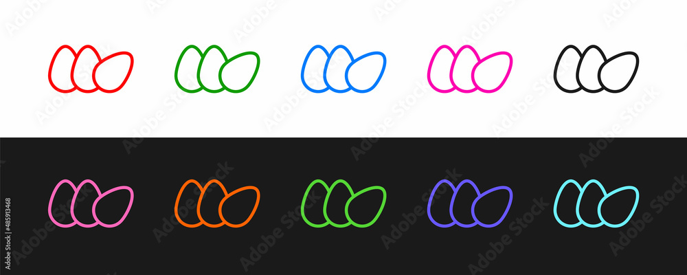在黑白背景上隔离的鸡蛋图标。矢量