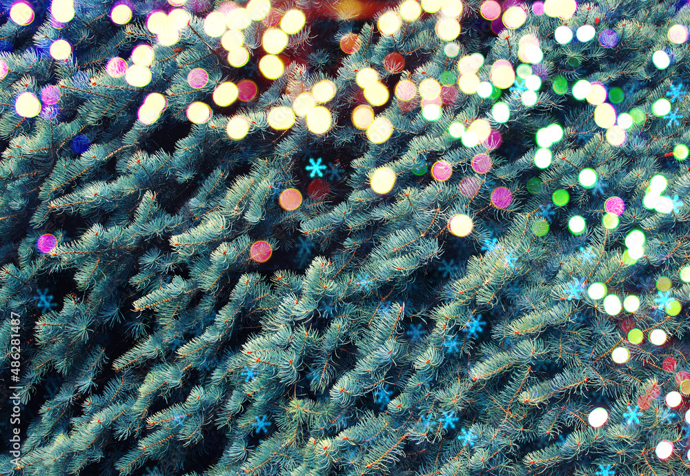 Christmas tree on blurred light