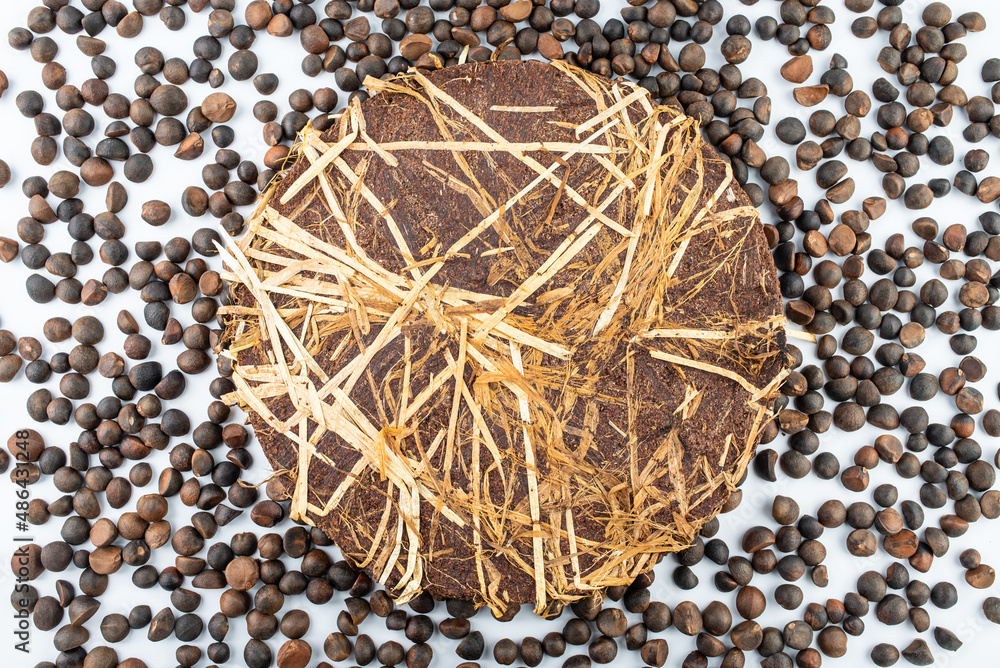 Ancient pressed straw tea seed cake