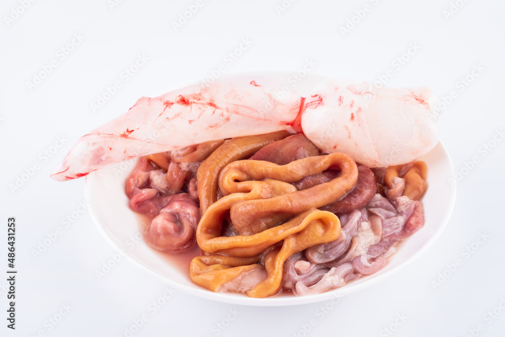 Fresh fish intestines and swim bladder