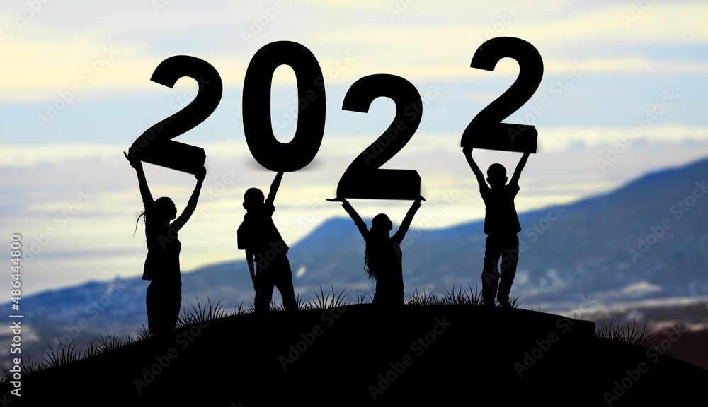 2022年的新年概念。2022年的观众。