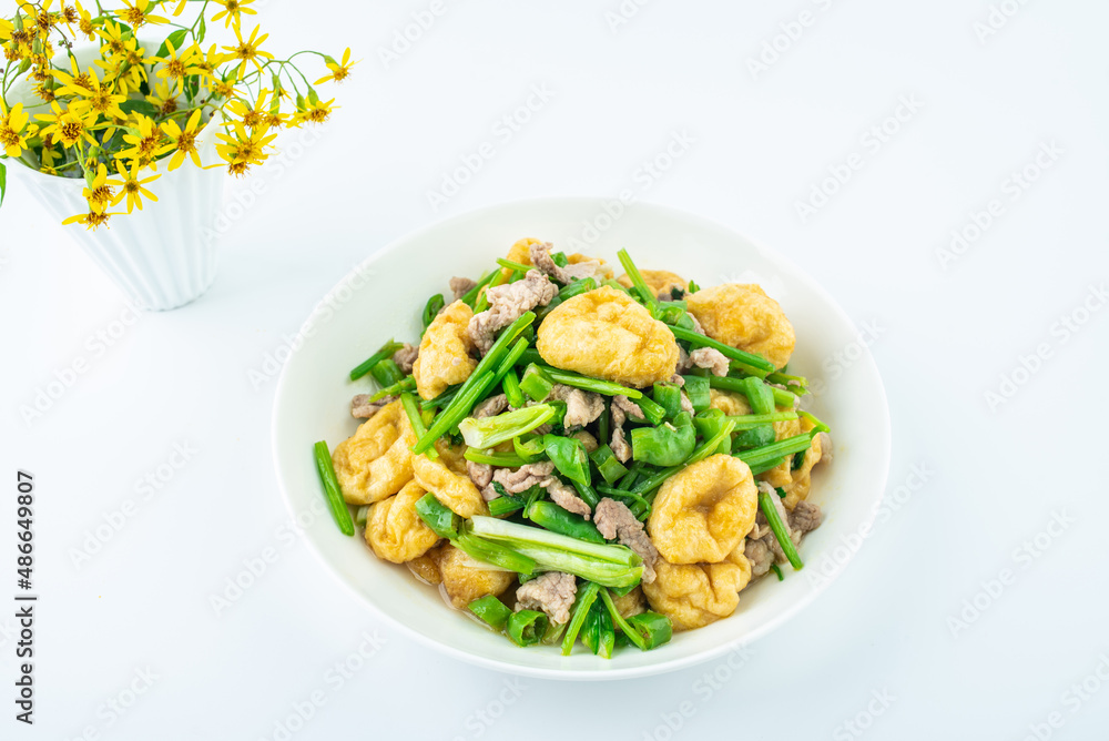 Chinese Hunan cuisine, fried tofu with meat