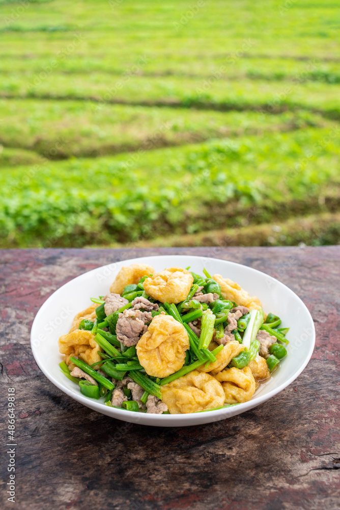 湖南农家菜油豆腐炒猪肉