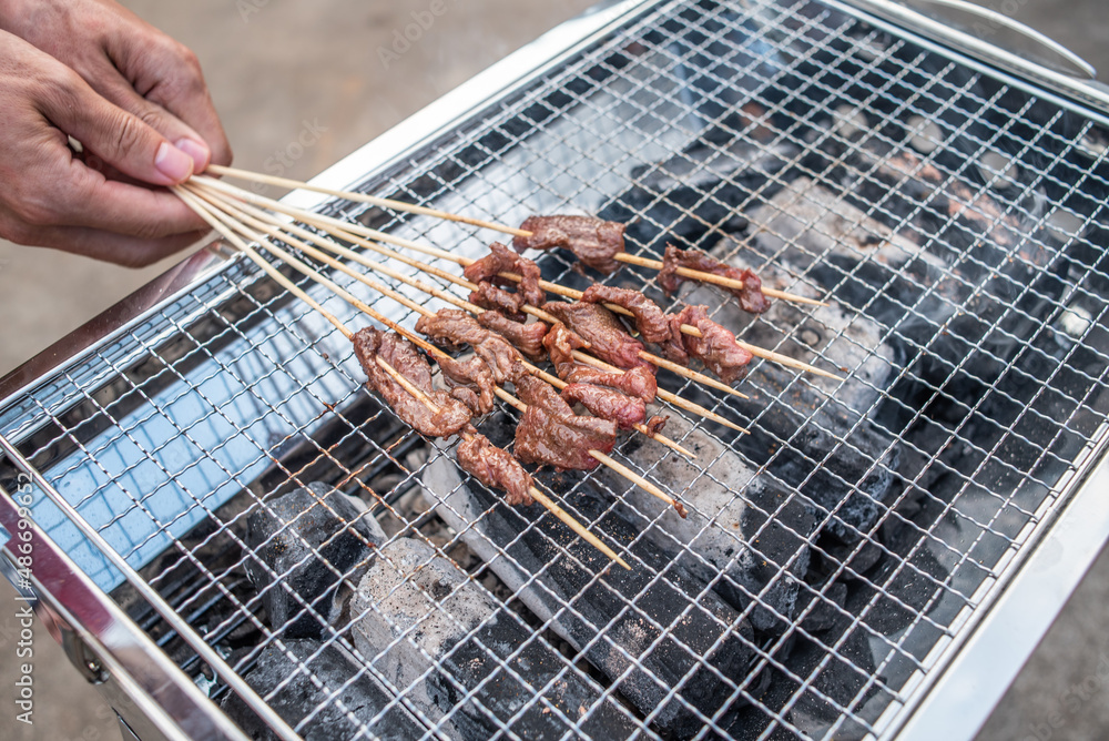 美味的烧烤牛肉串