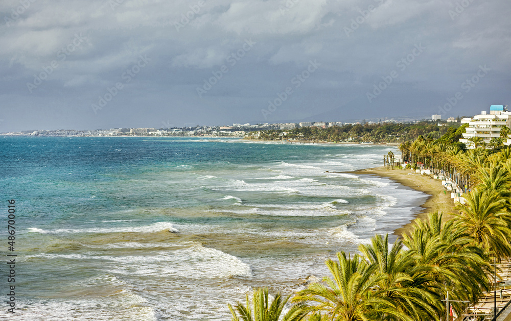 panoramic view of Marbella beach