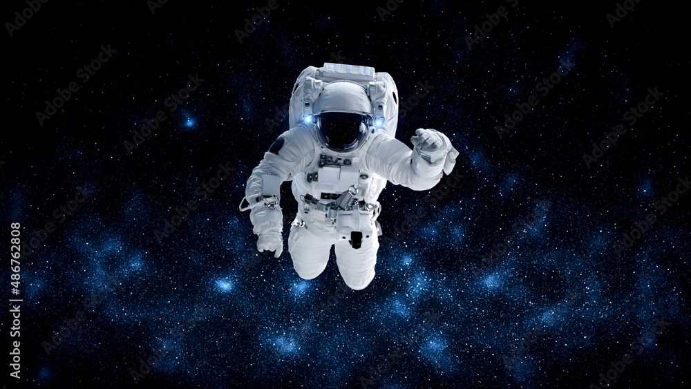 Astronaut spaceman do spacewalk while working for spaceflight mission at space station . Astronaut w