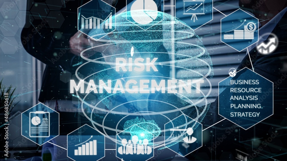 Risk Management and Assessment for Business Investment conceptual . Modern graphic interface showing