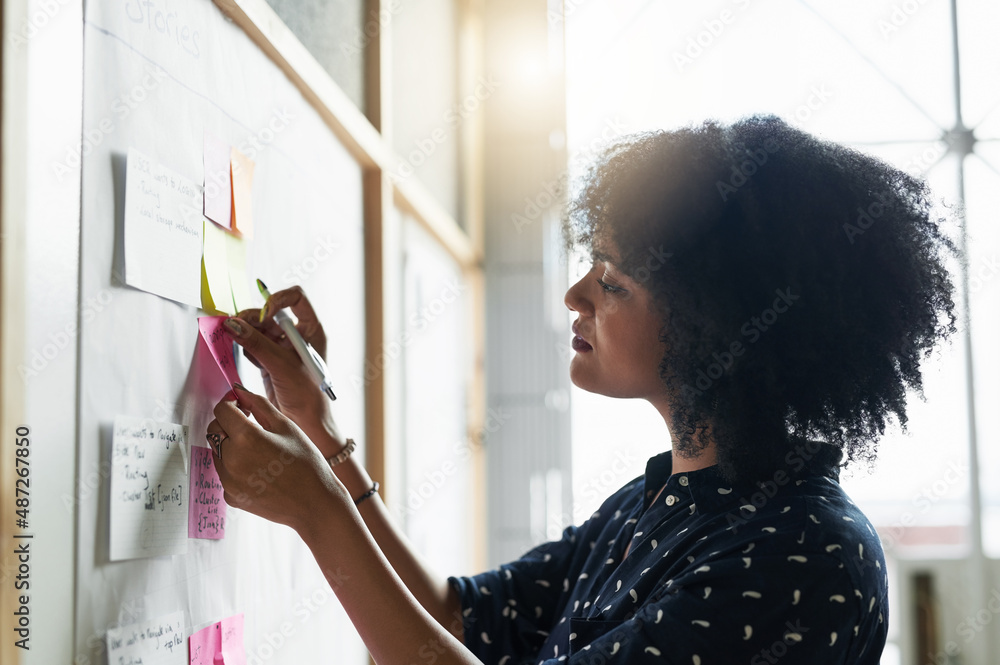 Planning is being prepared for the job. Shot of a young female designer working in her office.