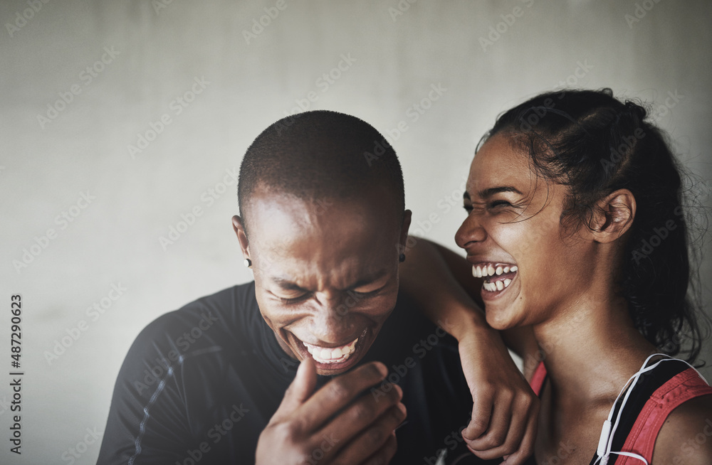 They love staying fit together. Shot of a sport young couple out for a run.