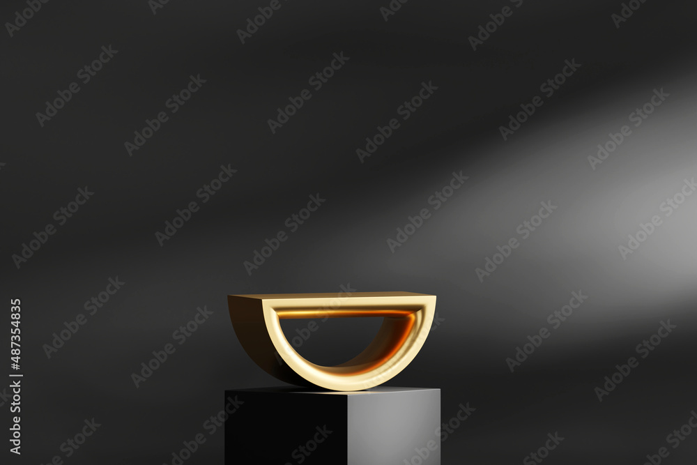 3D rendering abstract gold platform podium product presentation backdrop