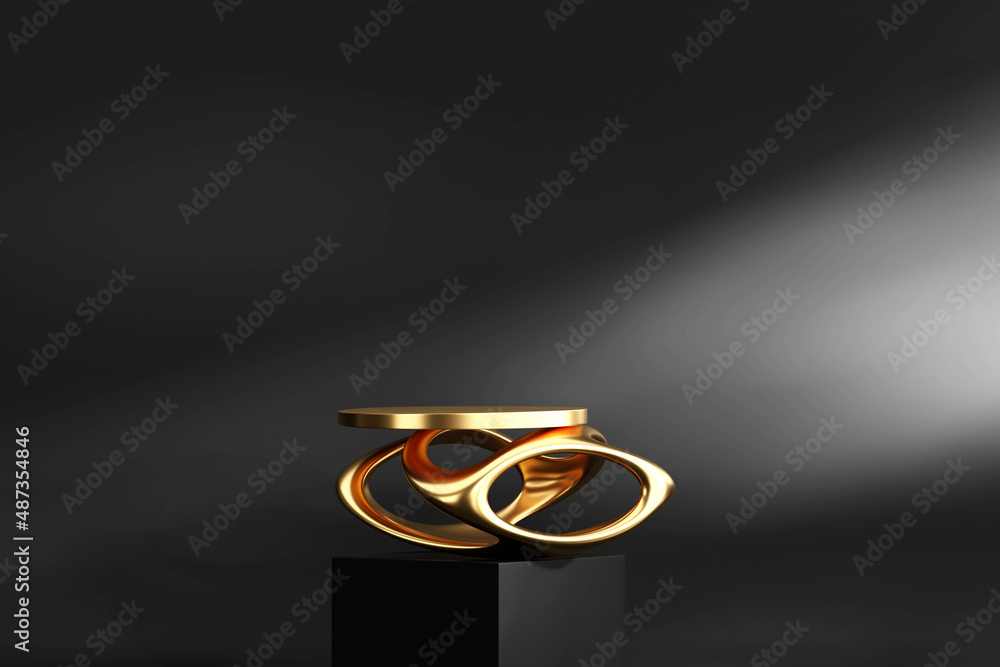 3D rendering abstract gold platform podium product presentation backdrop