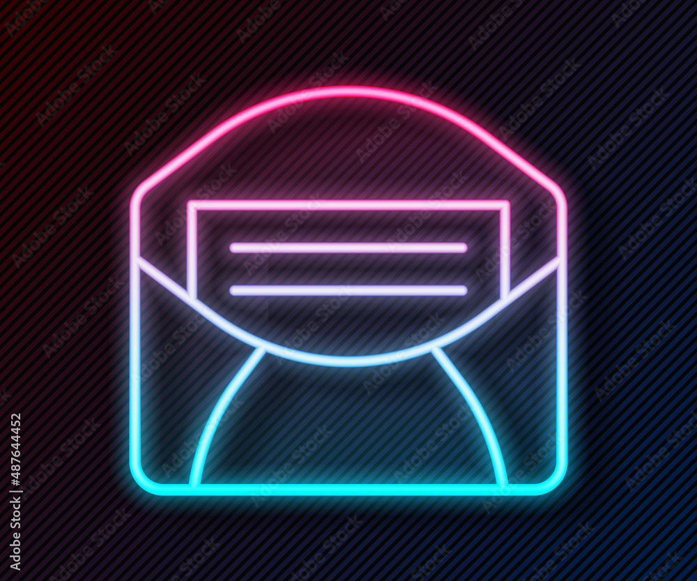 Glowing neon line Mail and e-mail icon isolated on black background. Envelope symbol e-mail. Email m