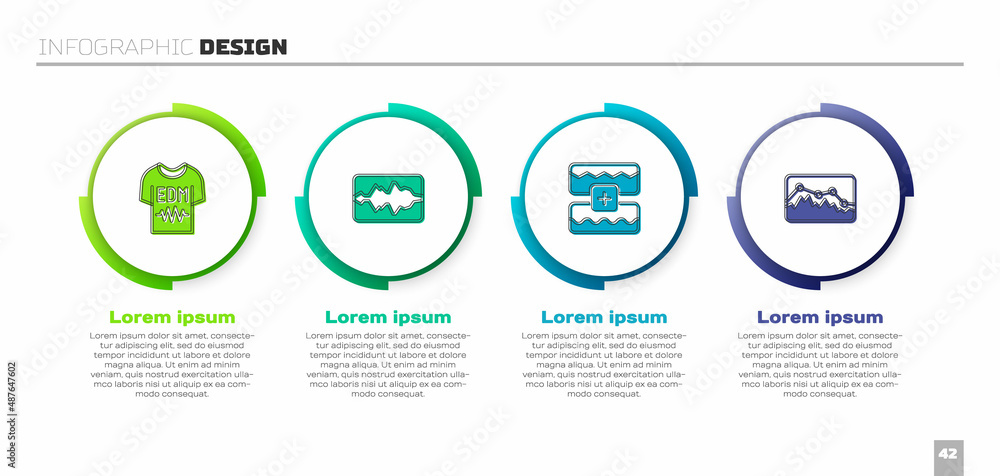 Set T-shirt, Music wave equalizer, and . Business infographic template. Vector