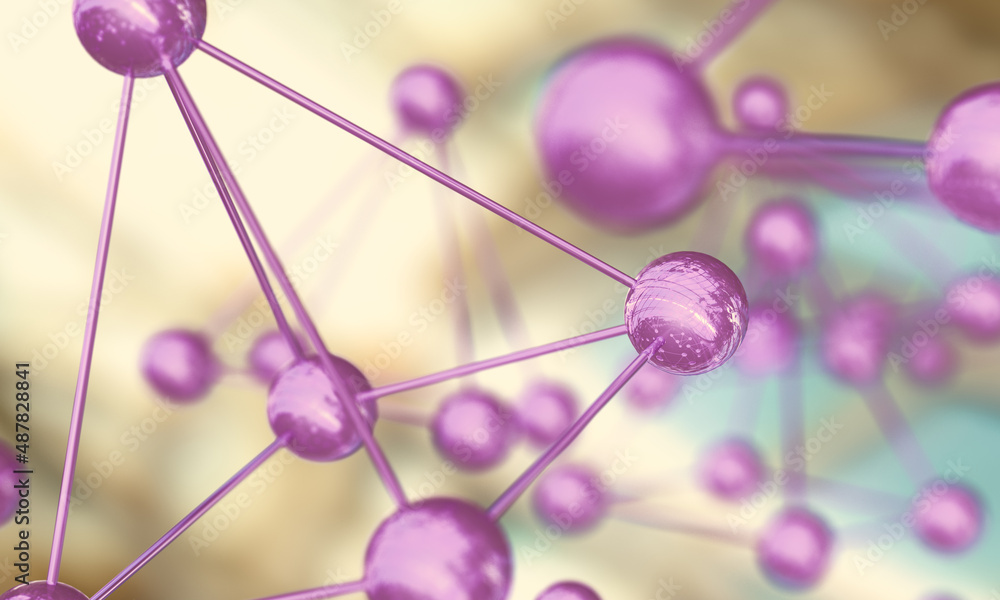 Estructuras moleculares.Ilustración en 3d de un modelo de molécula. Ciencia y medicina fondo con mol