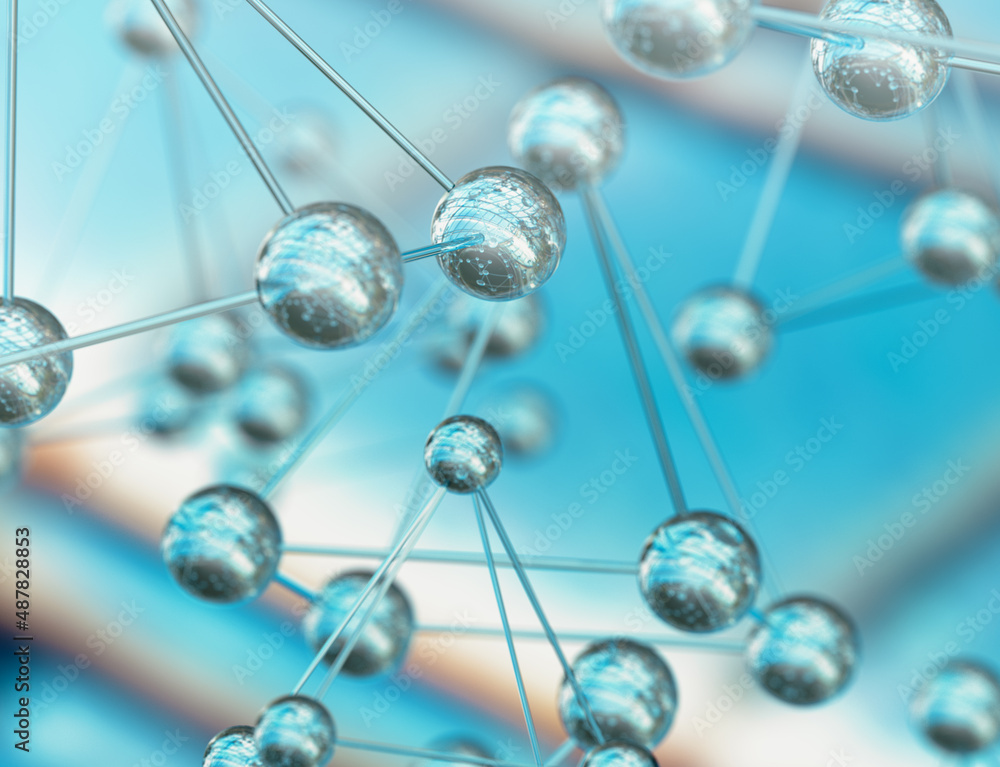 Estructuras moleculares.Ilustración en 3d de un modelo de molécula. Ciencia y medicina fondo con mol