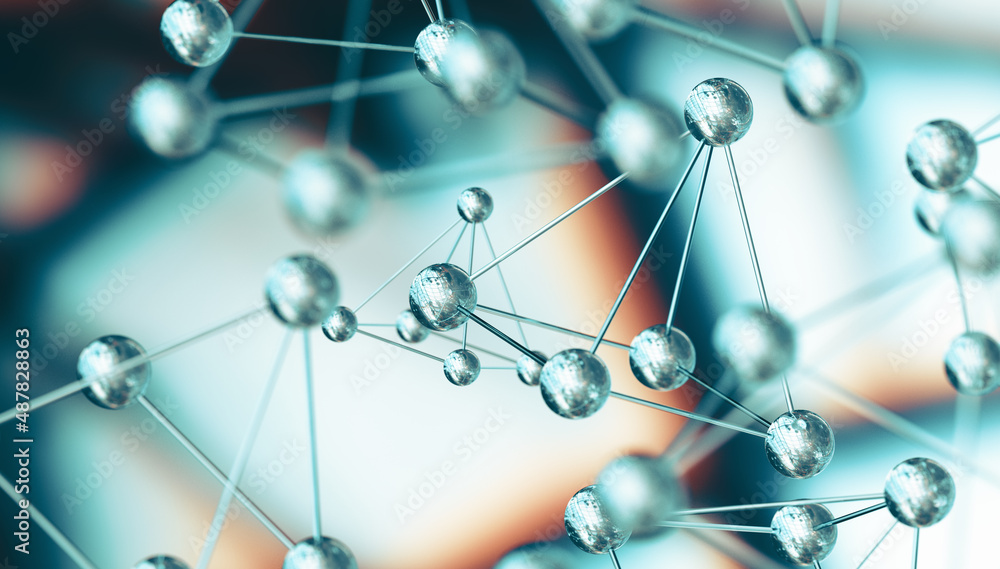 Estructuras moleculares.Ilustración en 3d de un modelo de molécula. Ciencia y medicina fondo con mol